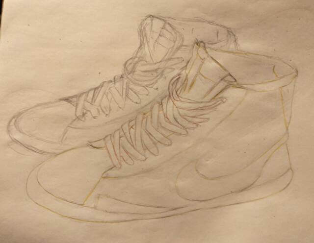 blazer NIKE 色鉛筆画　下書き