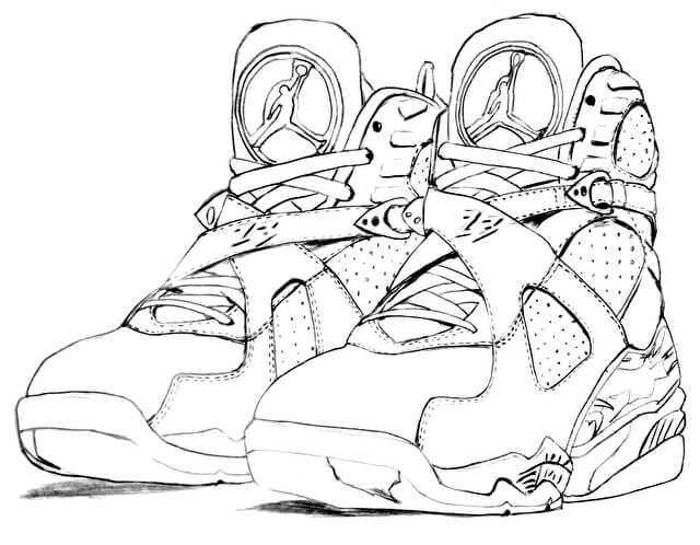 ナイキ　エアージョーダン8　スニーカーぬり絵